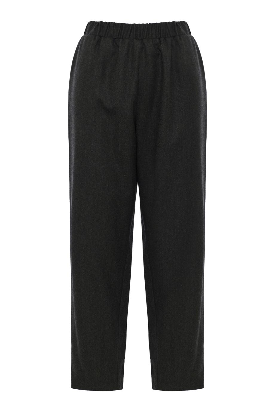 Wool flannel carrot pants in moss