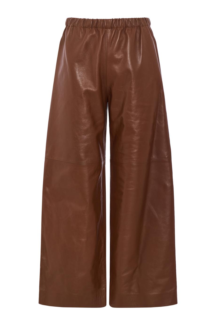 Leather wide-leg pants in coloniale