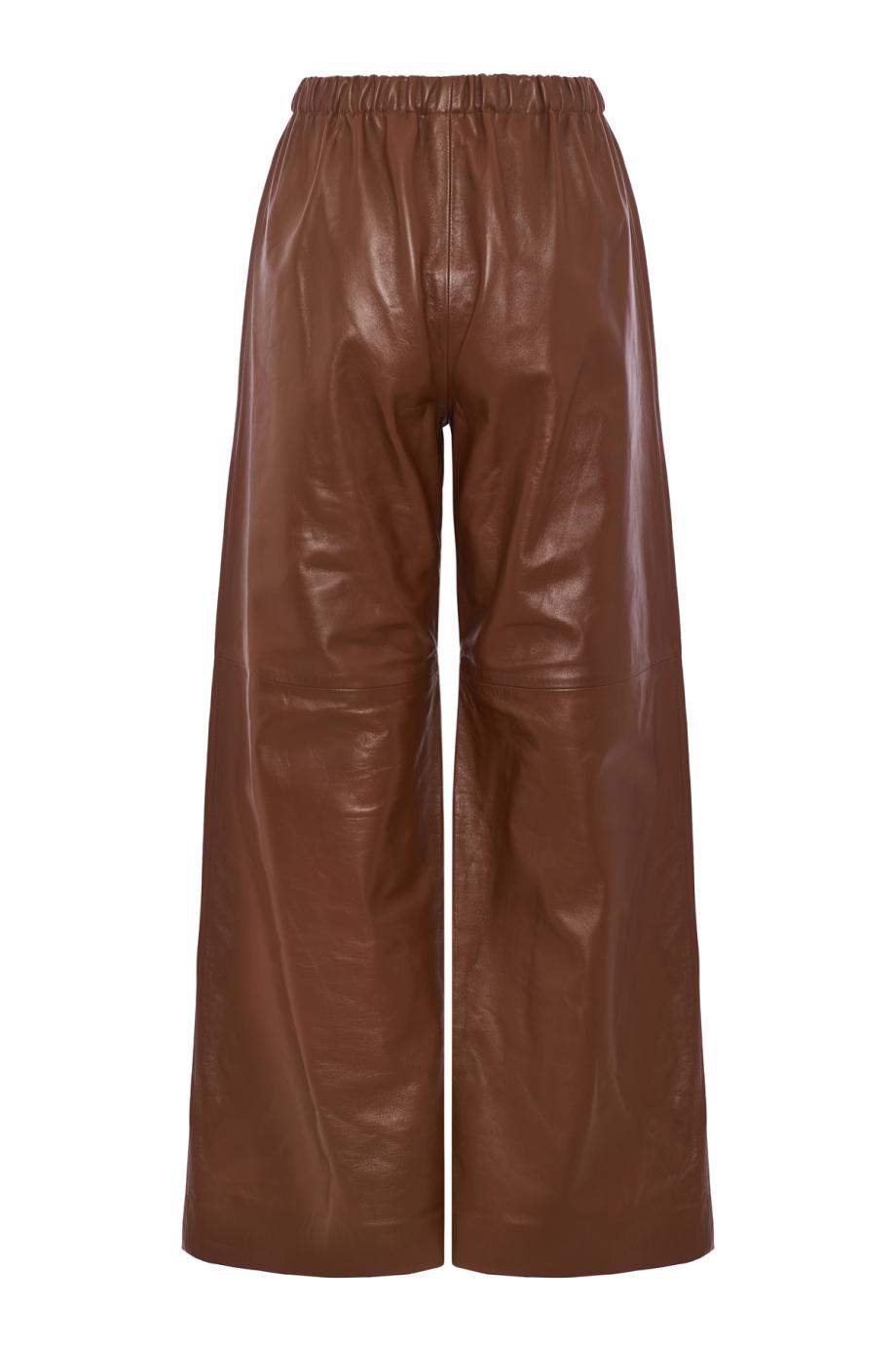 Leather wide-leg pants in coloniale