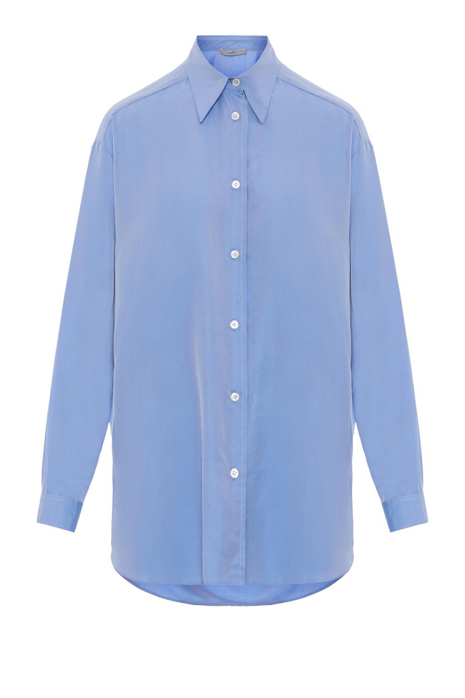 Silk point-collar shirt in cielo