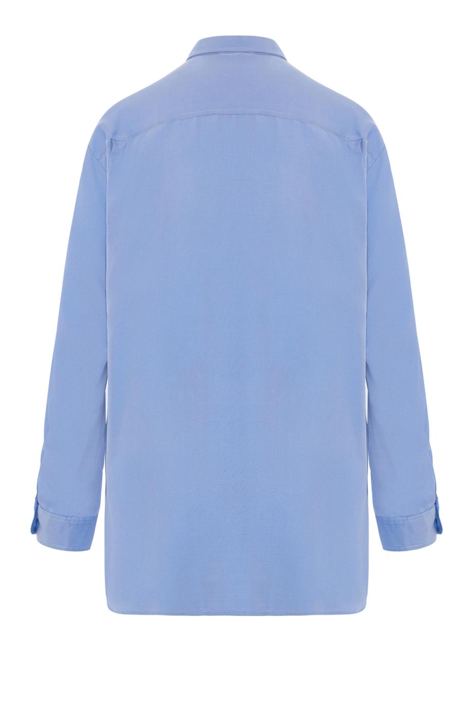 Silk point-collar shirt in cielo