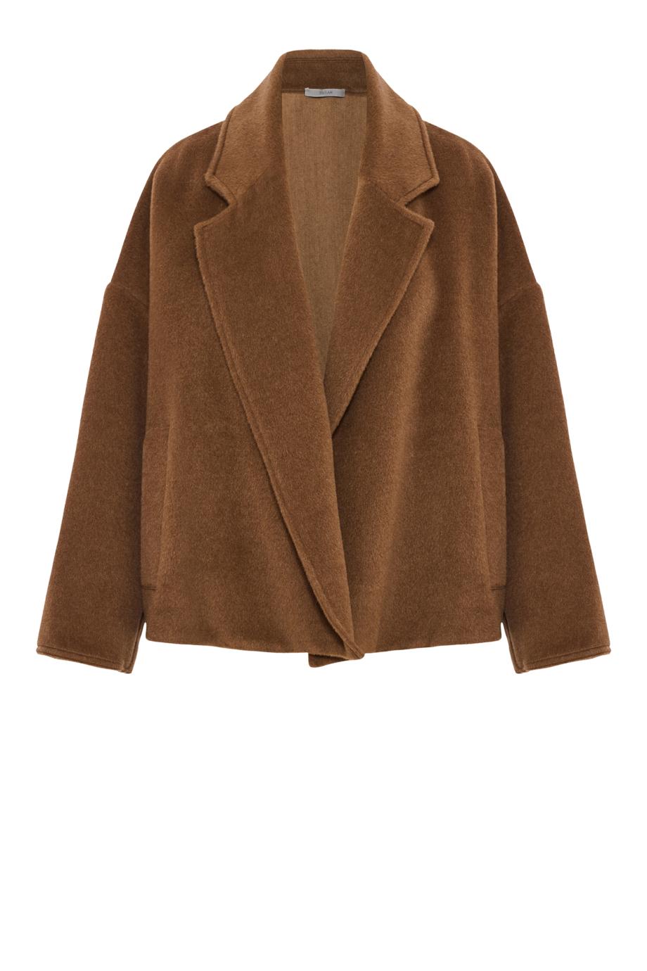 Llama and wool oversized jacket in bronzo