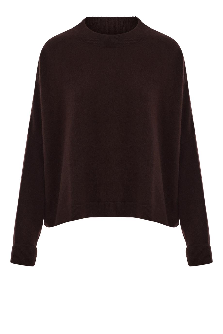 Cashmere crew neck sweater in truffle