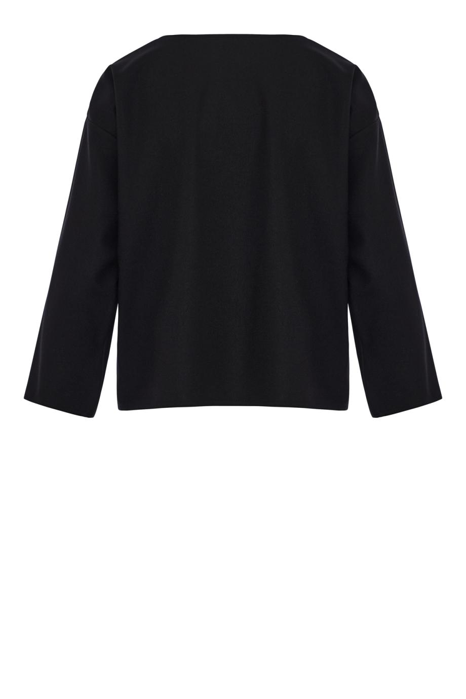 Wool flannel-twill T-shirt in black