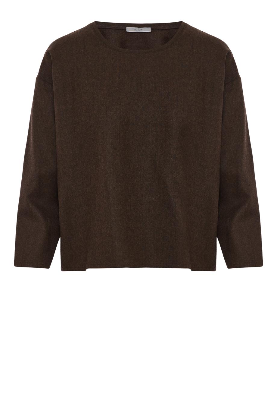 Wool flannel-twill T-shirt in brown