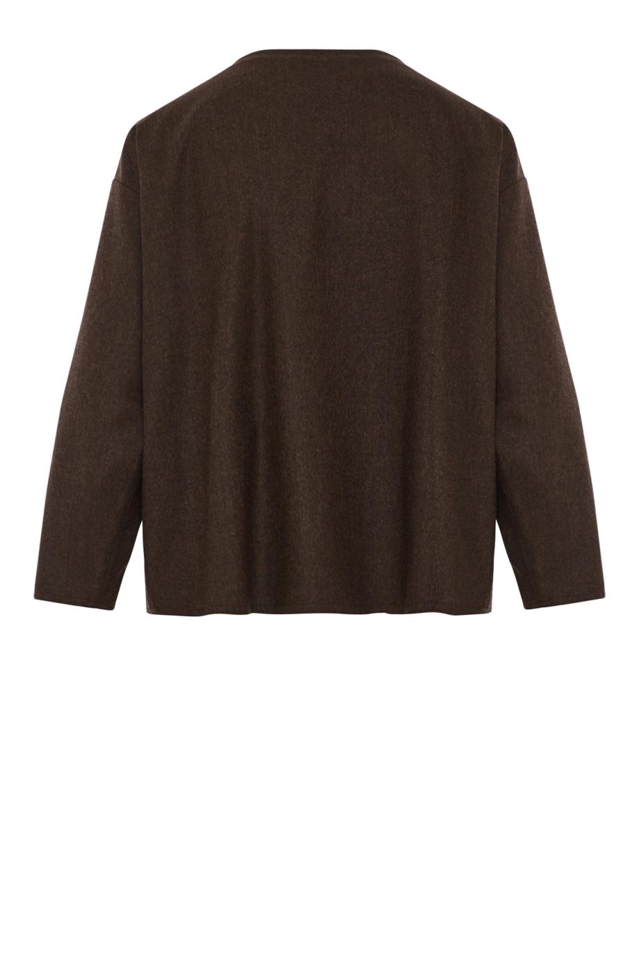 Wool flannel-twill T-shirt in brown