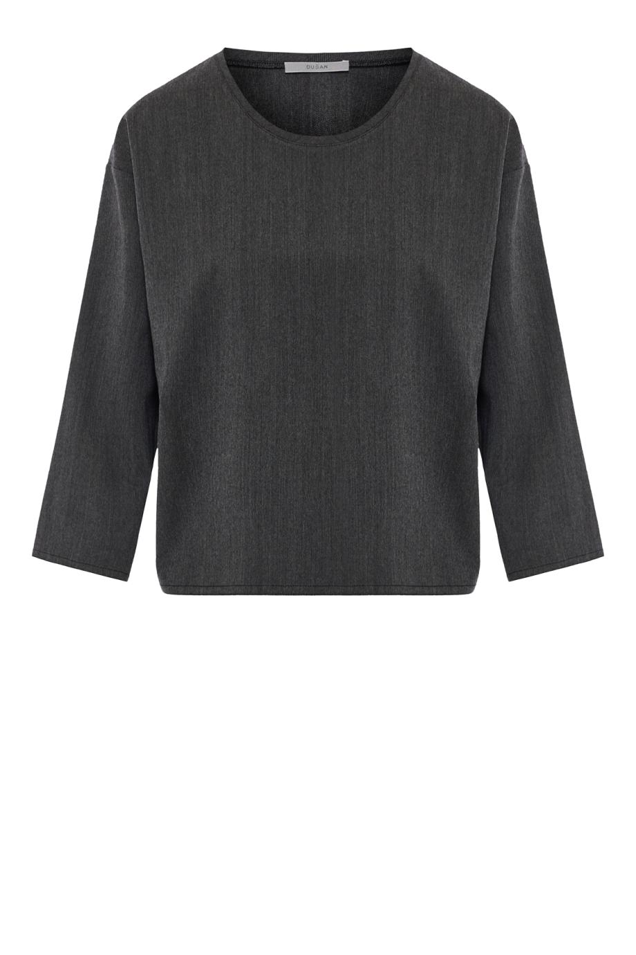 Wool and cashmere herringbone T-shirt in charcoal