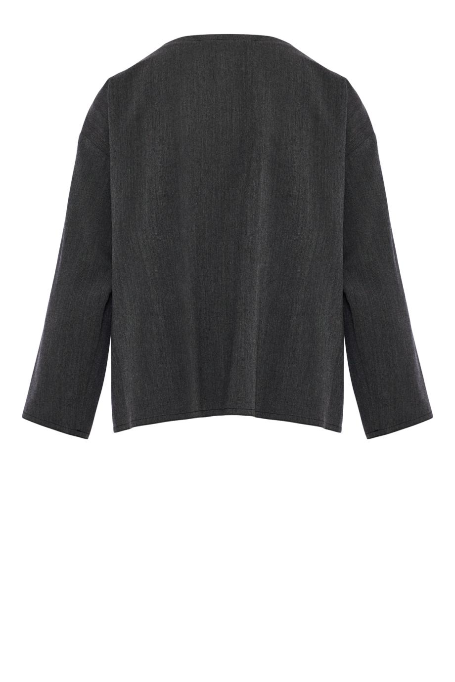 Wool and cashmere herringbone T-shirt in charcoal