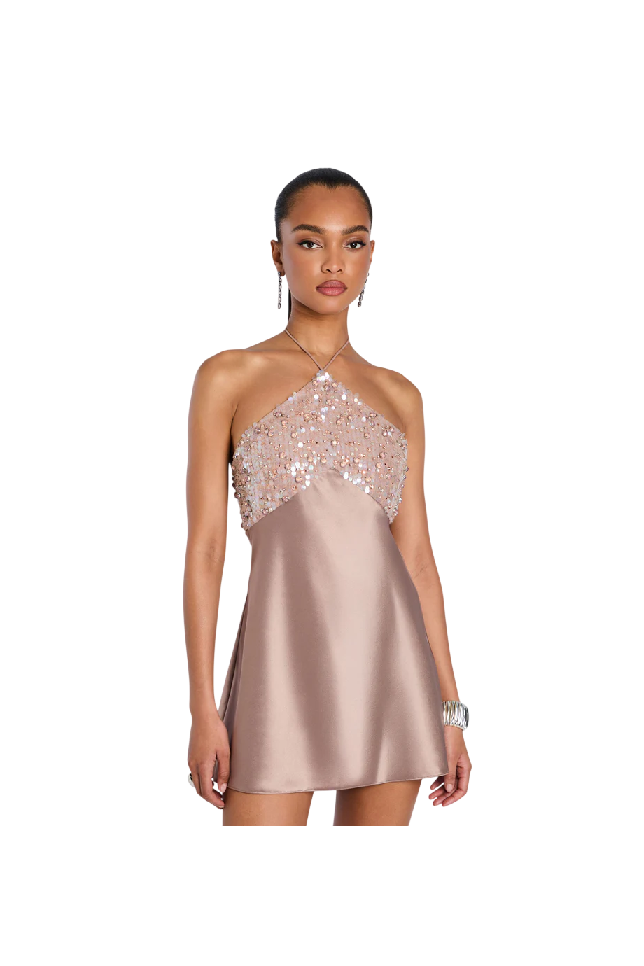 The Jeanne mini dress in truffle