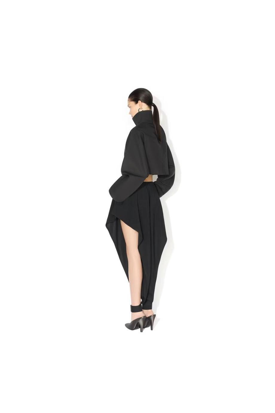 Cropped cotton and silk jacket in black