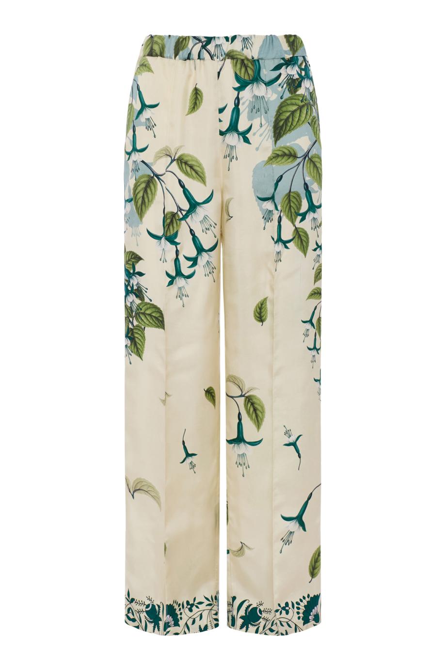 Pontos silk piped pants in ivory