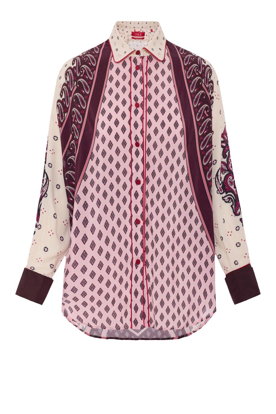 Aether silk-viscose piped shirt in rose