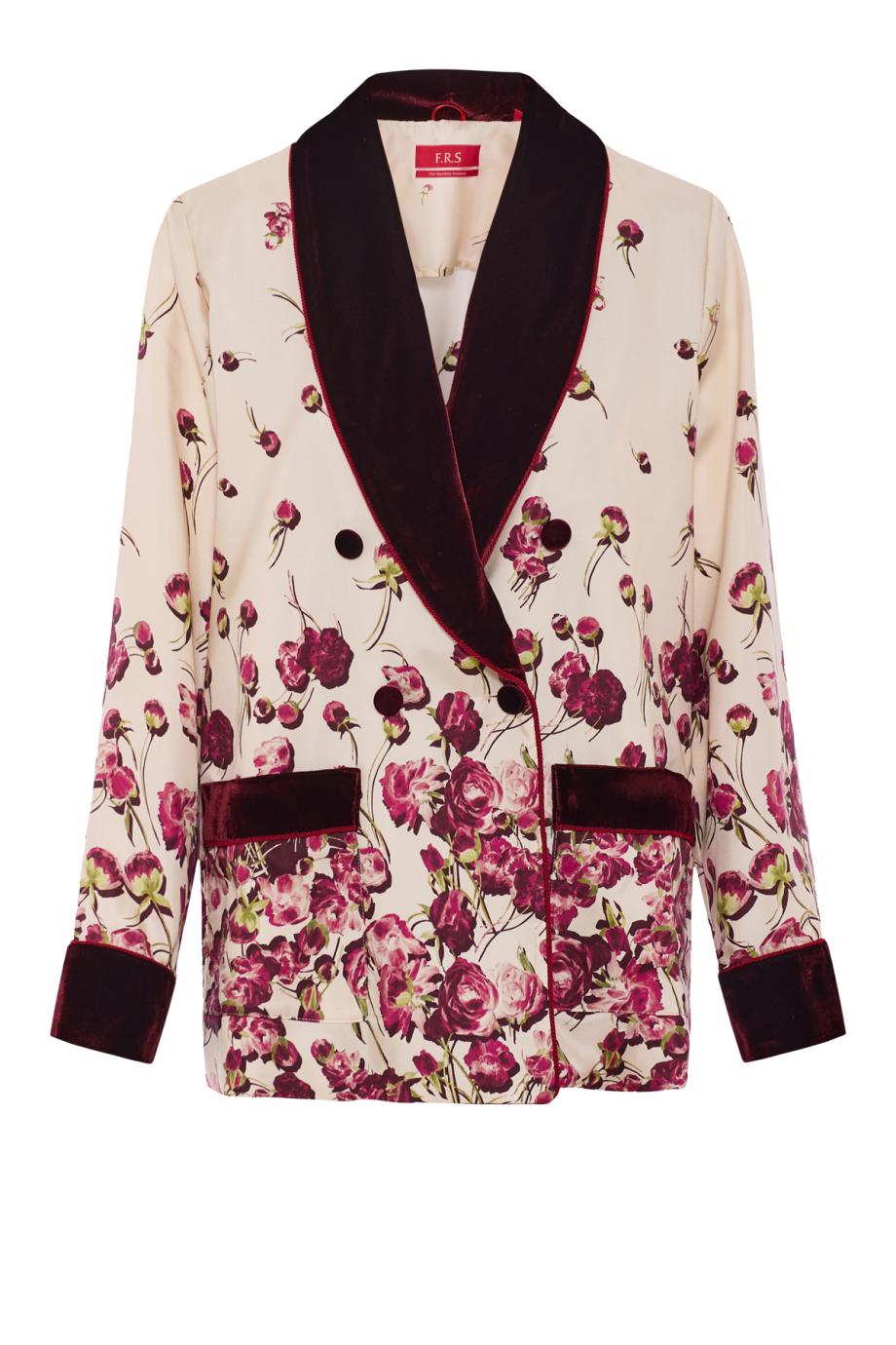 Karpo silk double-breasted jacket in bordeaux