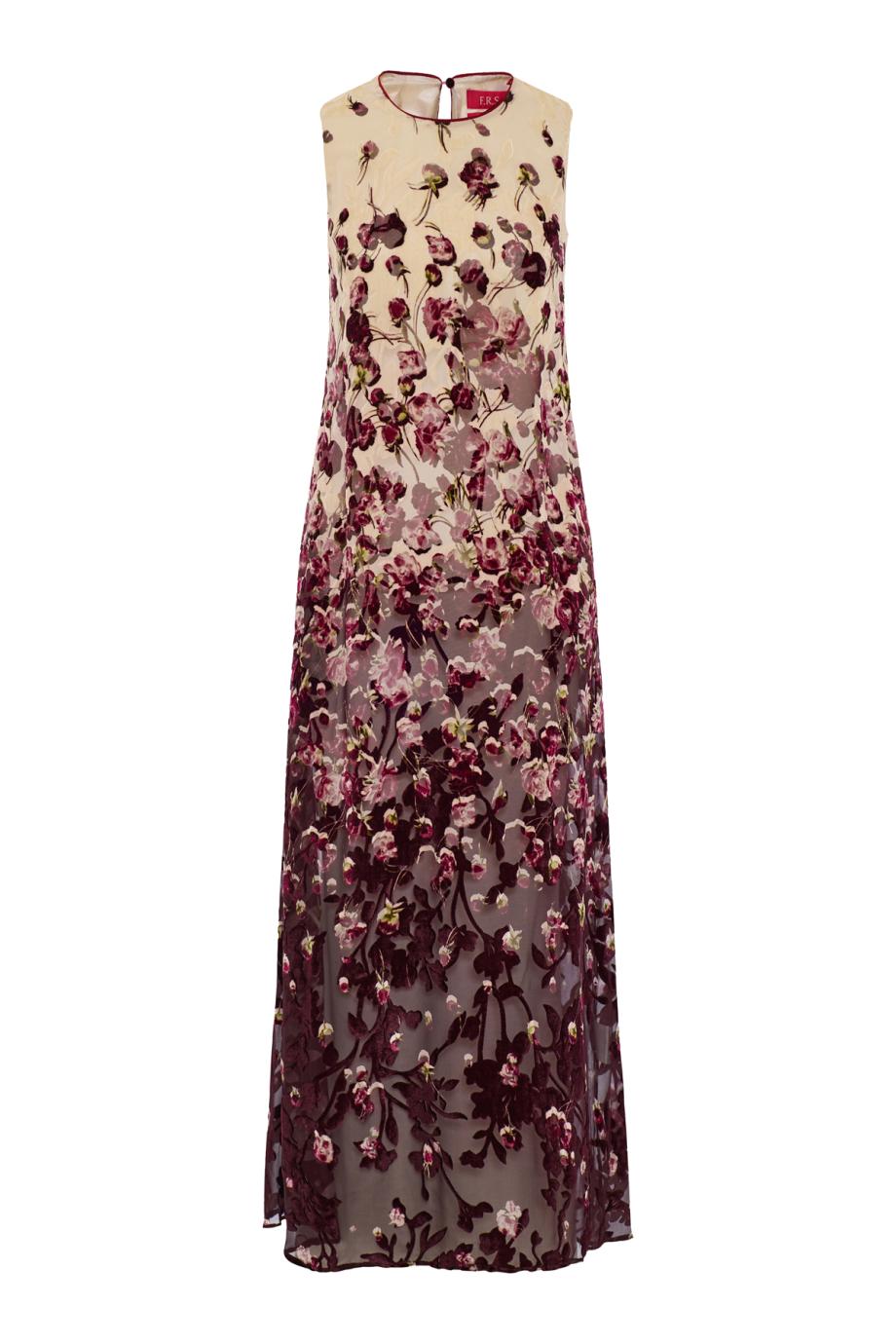 Megera silk devoré maxi dress in bordeaux