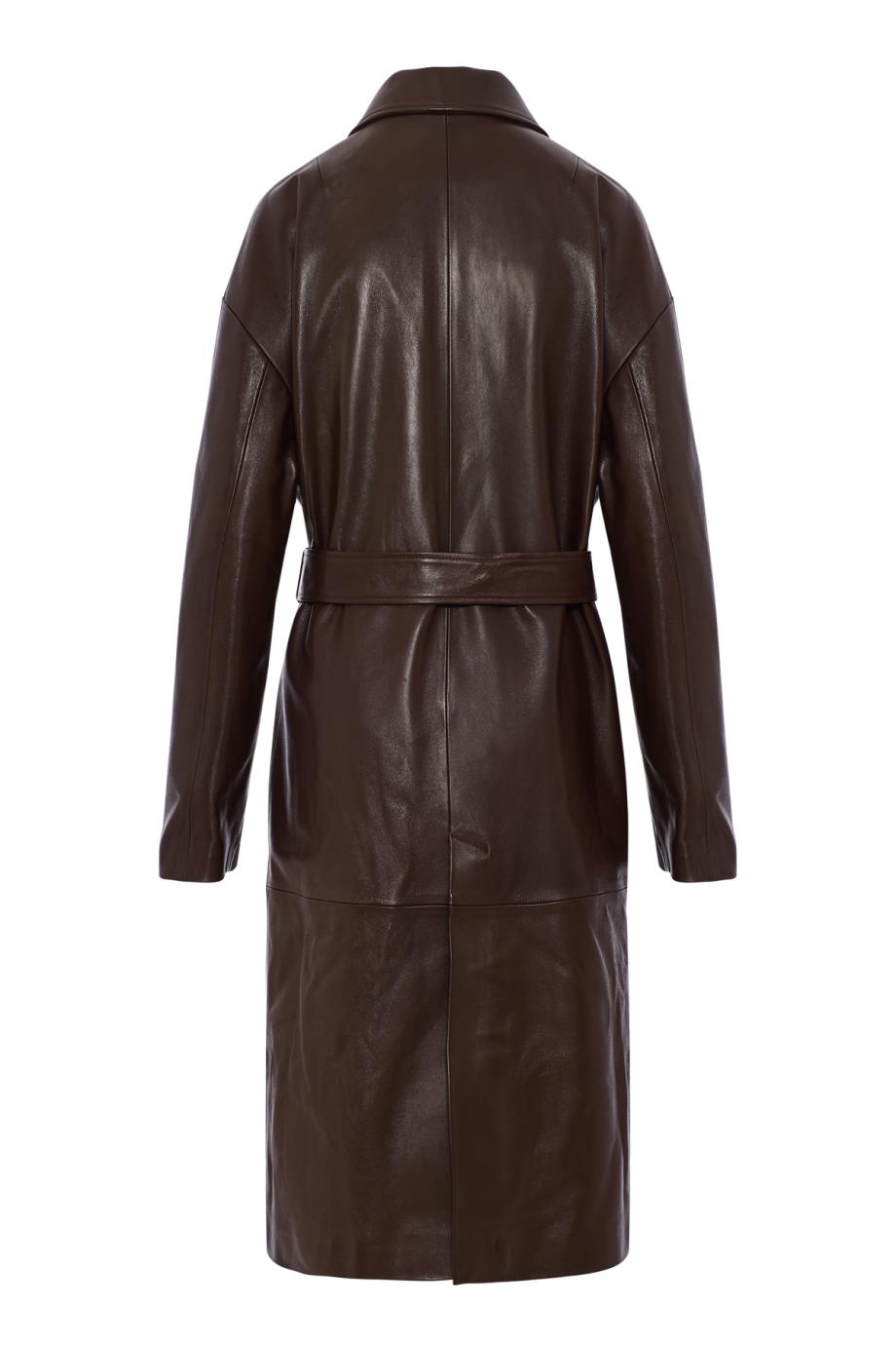 Lambskin belted coat in rust