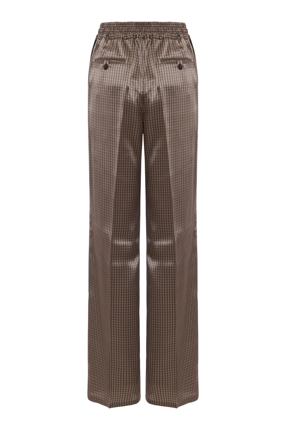 Silk check drawstring trousers in brown
