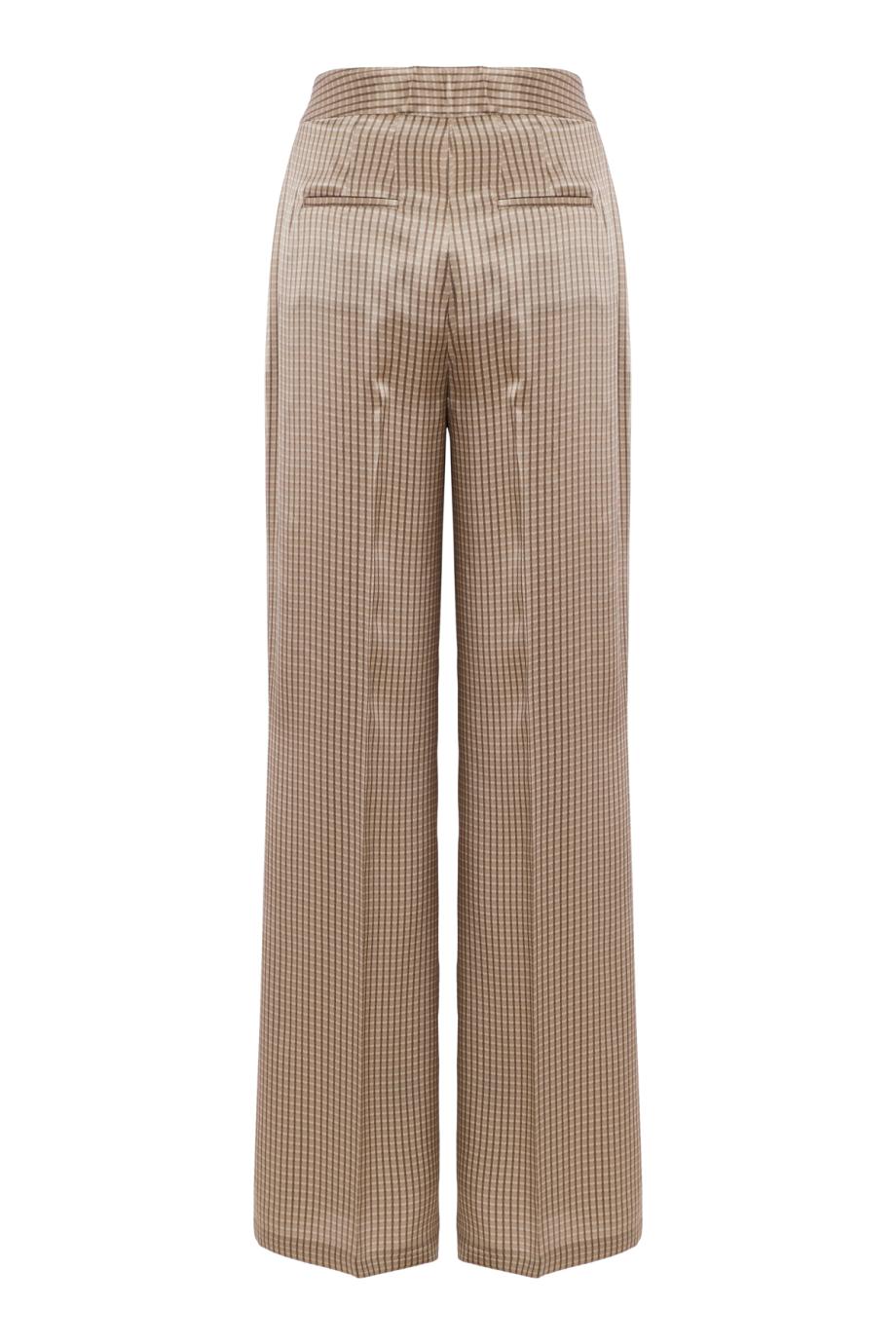 Silk check straight-leg trousers in beige