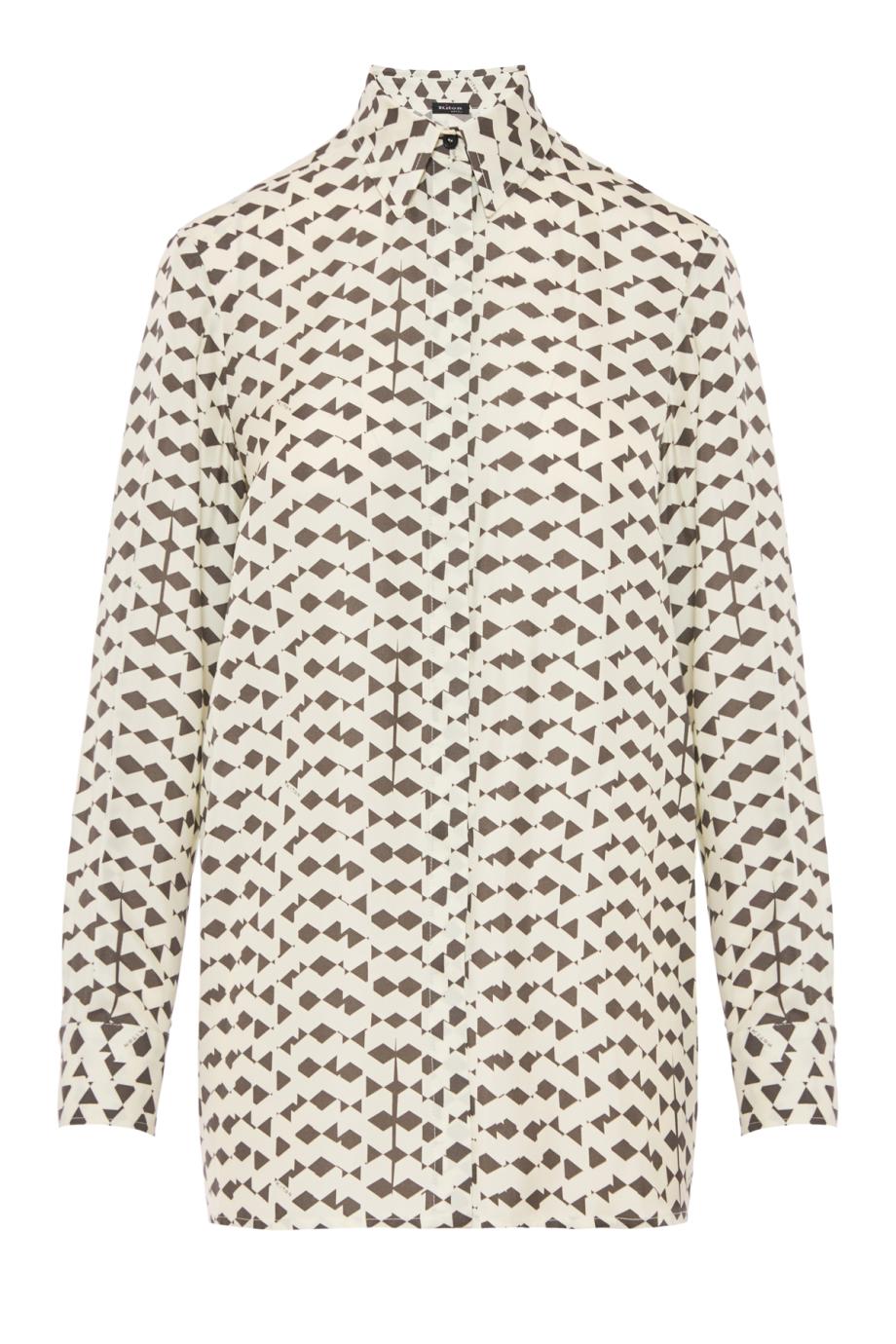 Printed silk shirt in cream and black