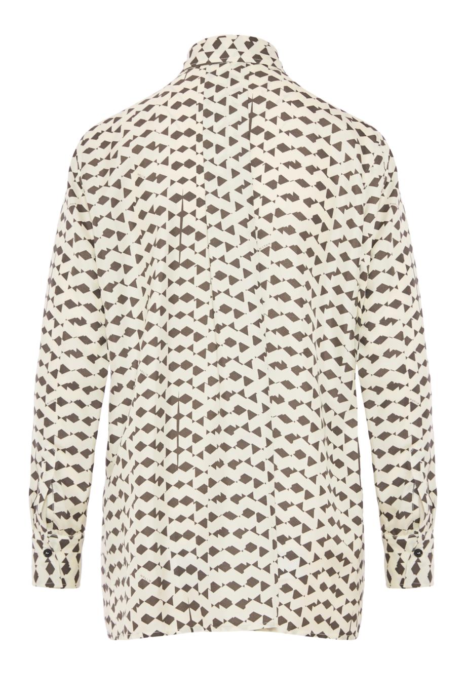 Printed silk shirt in cream and black