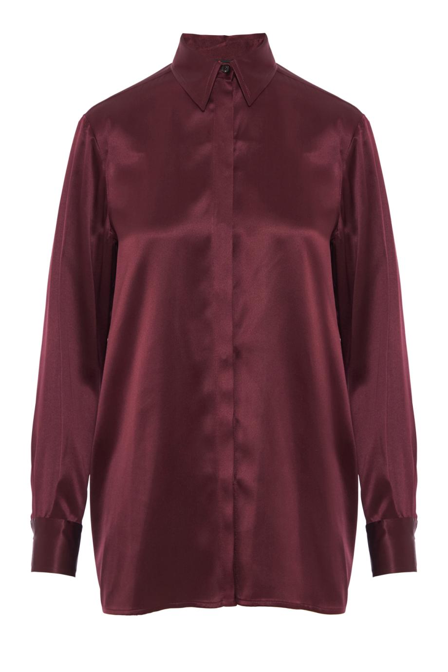 Long silk shirt in bordeaux