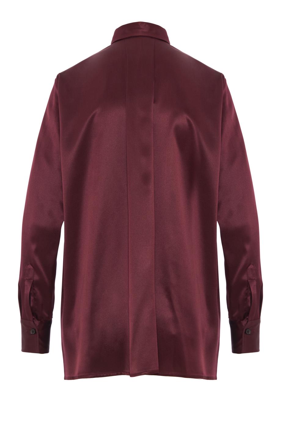Long silk shirt in bordeaux