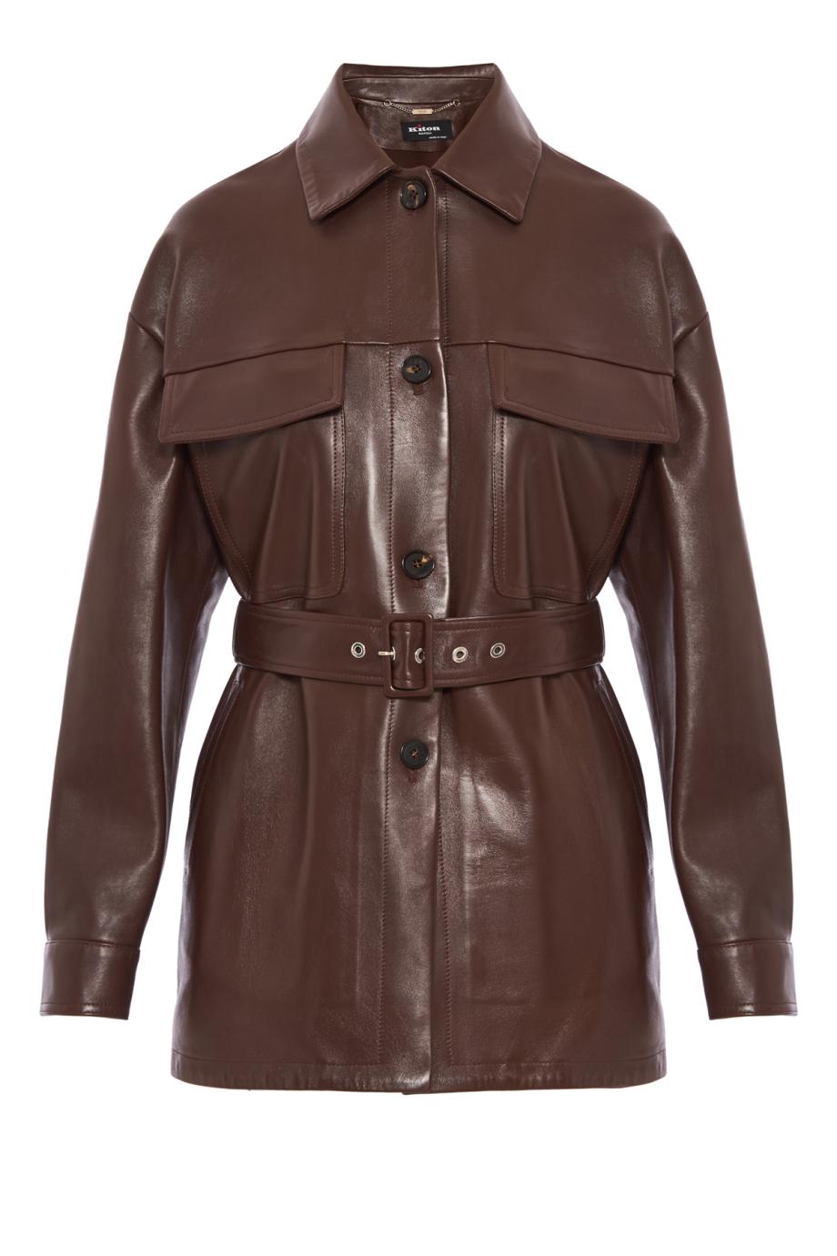 Long lambskin shirt in rust