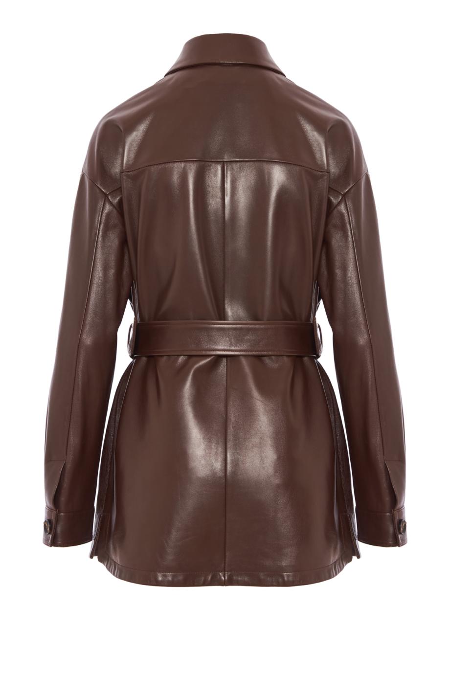 Long lambskin shirt in rust