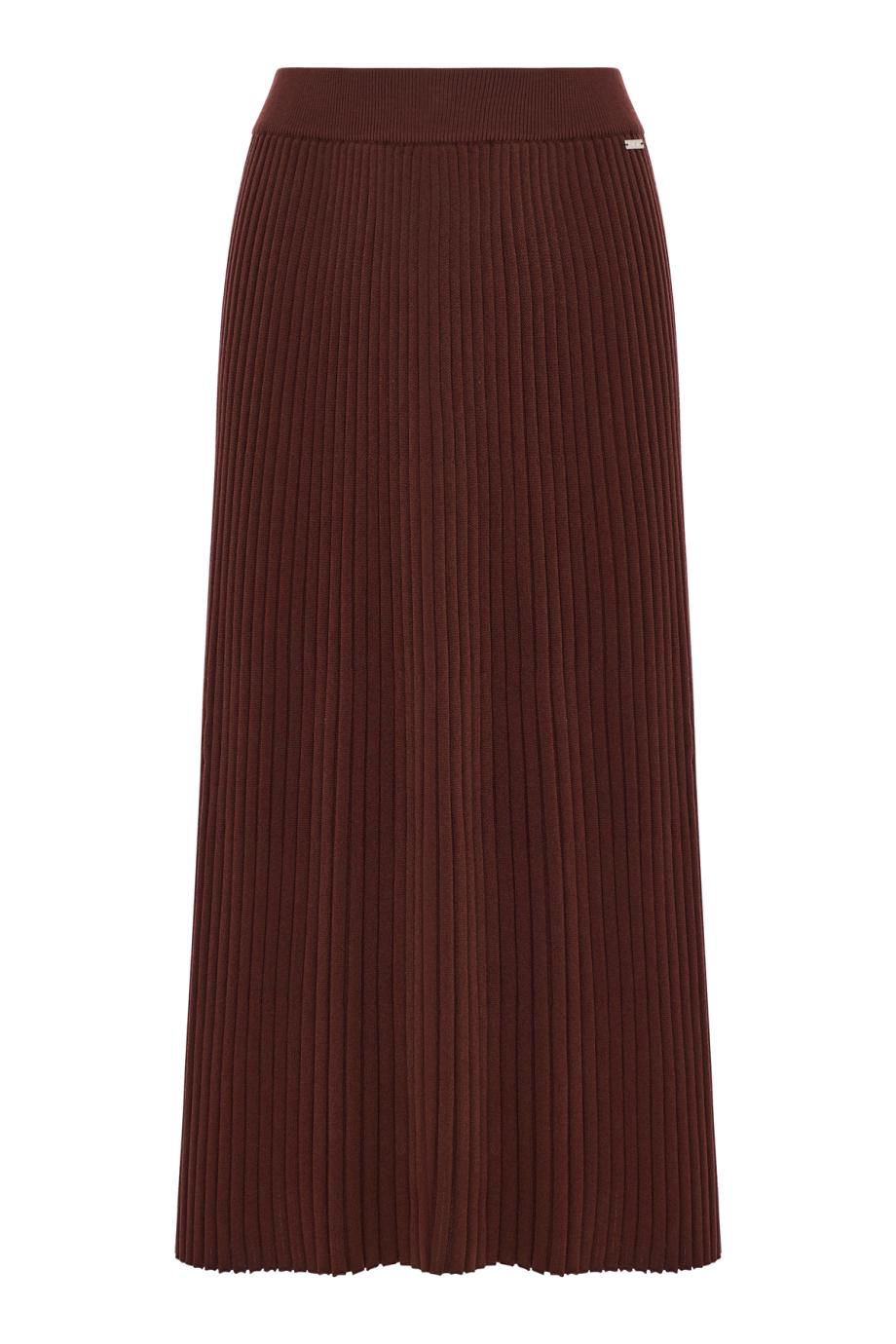 Wool knit midi skirt in brown