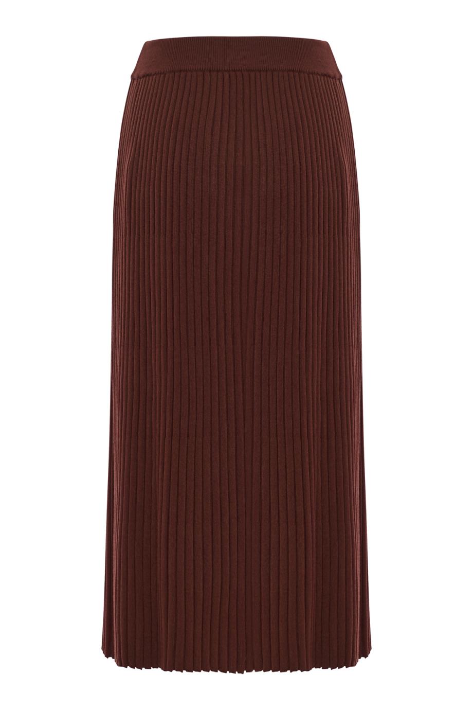 Wool knit midi skirt in brown