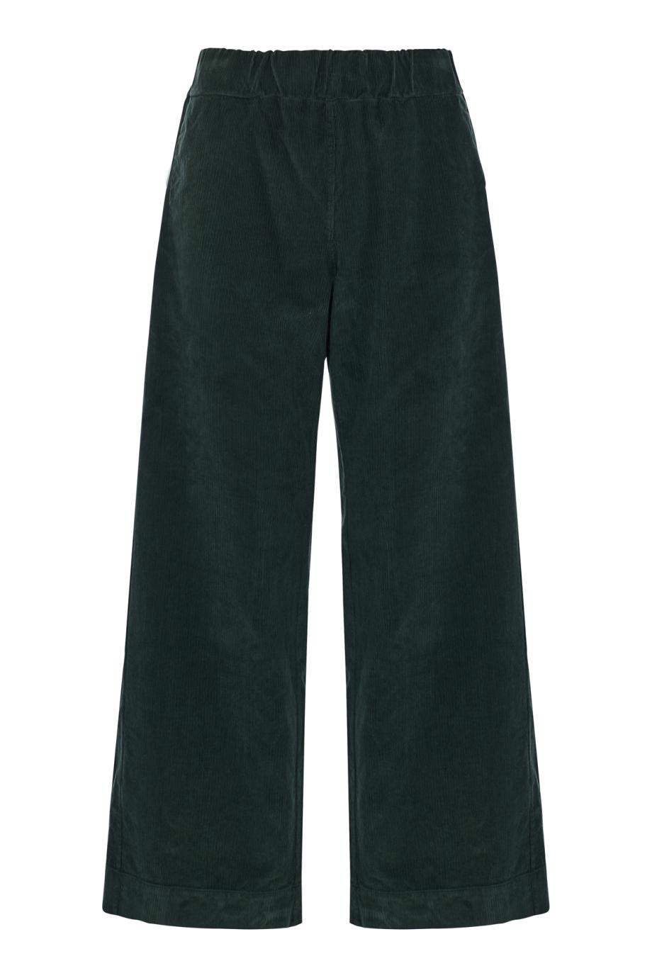 Diana pull-on flared cotton-needlecord trousers in kombu