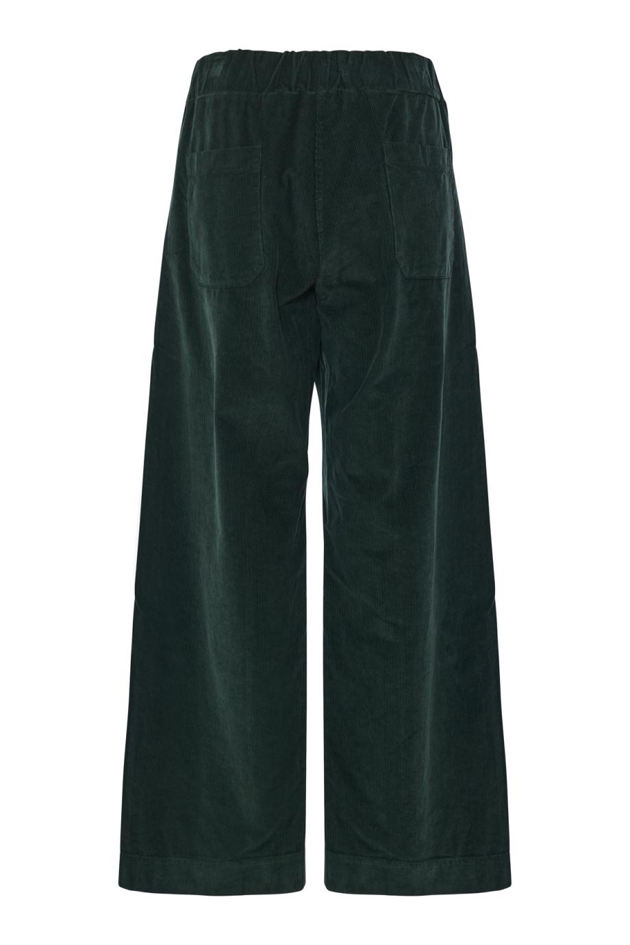 Diana pull-on flared cotton-needlecord trousers in kombu