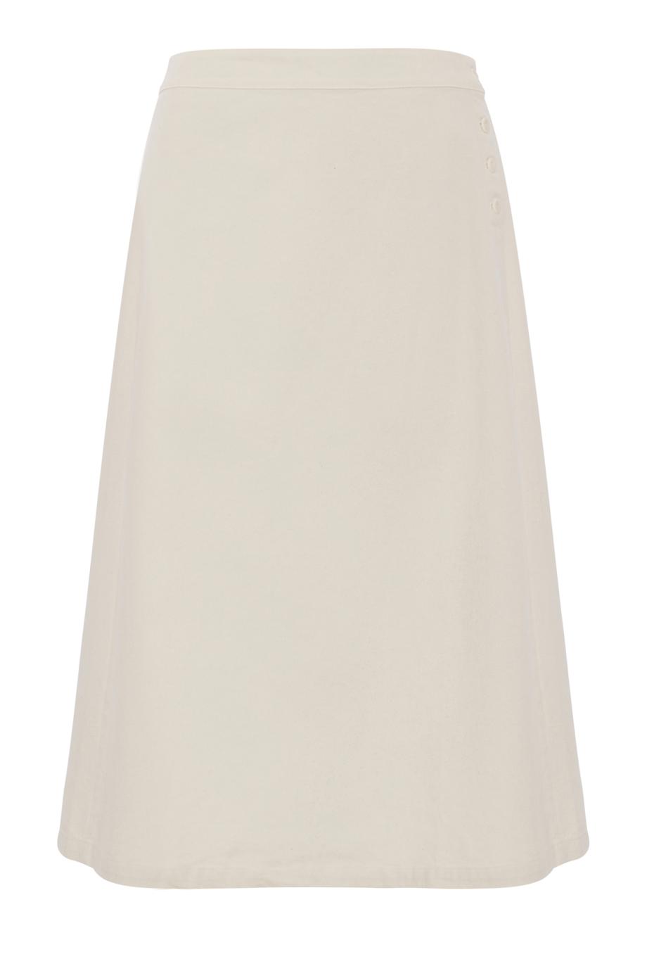 Carta cotton twill midi skirt in winter white