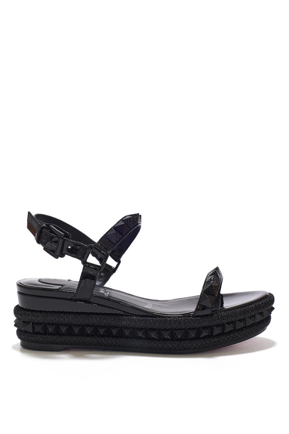 Pyra Clou 60 patent leather sandals in black