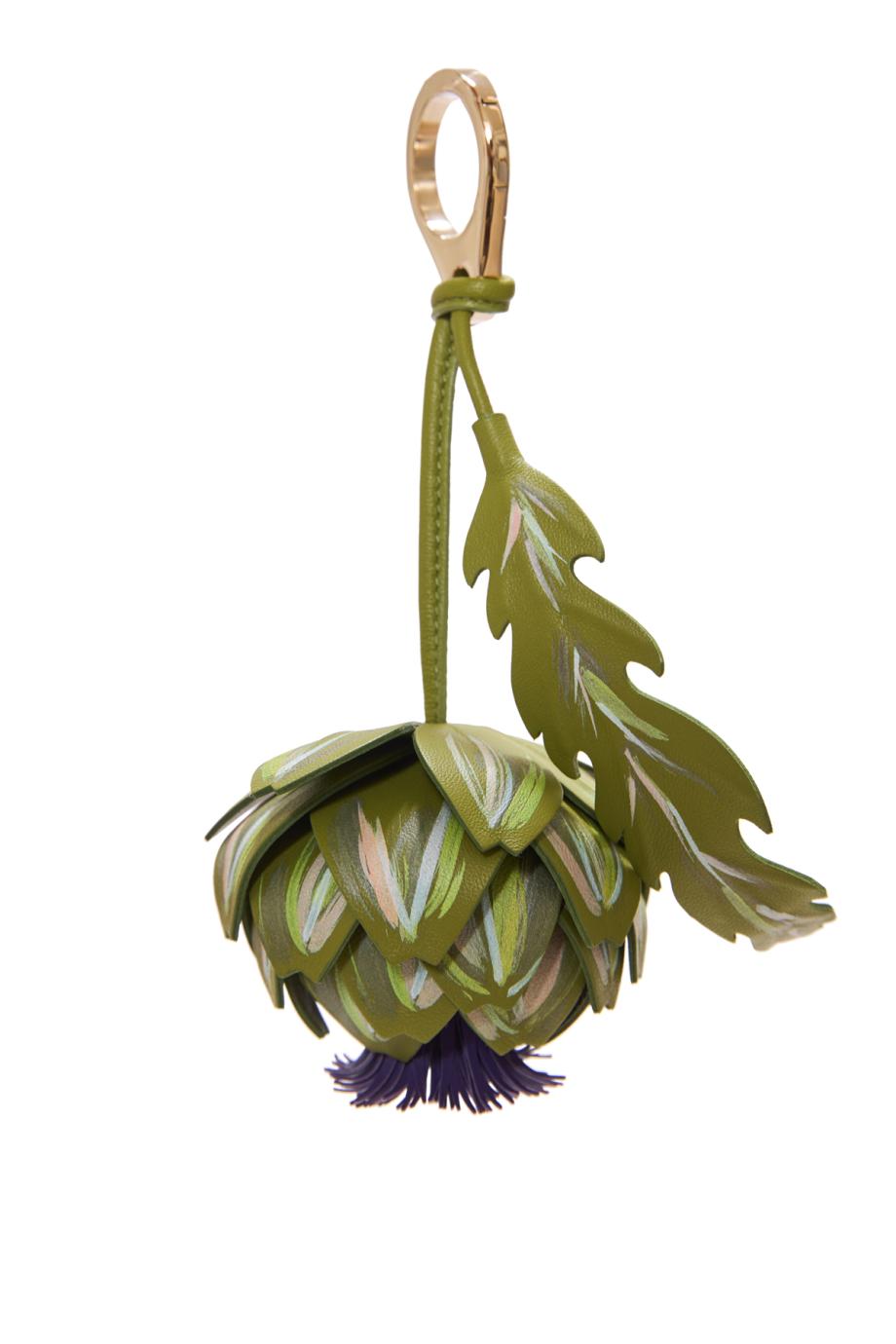 Vegetable artichoke bag charm in multicolor