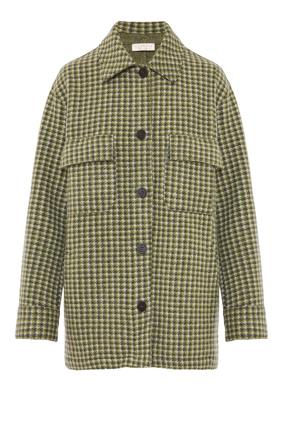Cashmere houndstooth overshirt in green