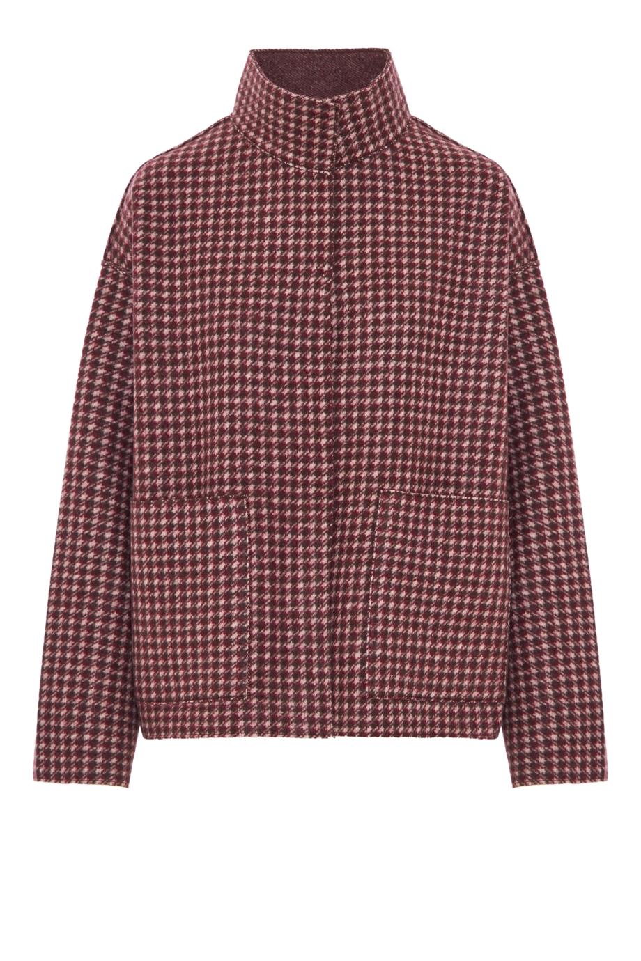 Cashmere houndstooth jacket in bordeaux