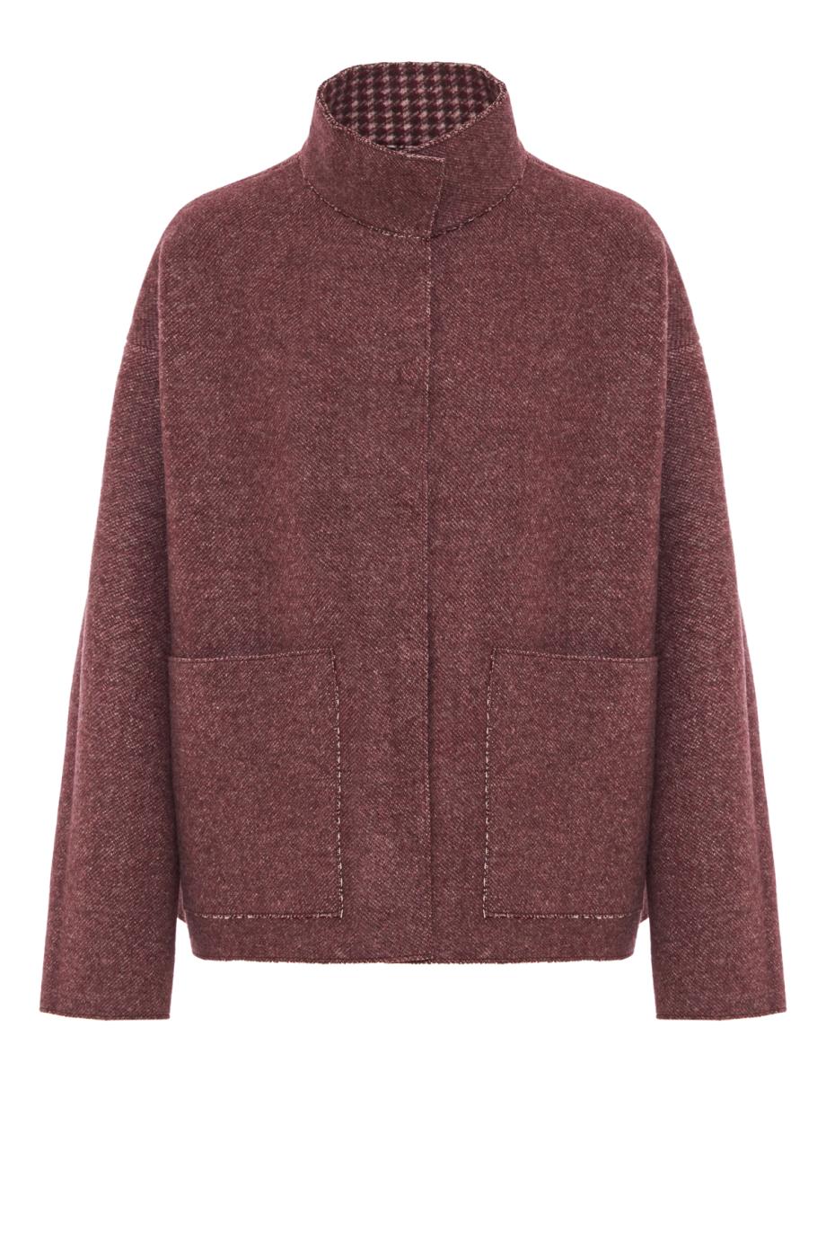 Cashmere houndstooth jacket in bordeaux