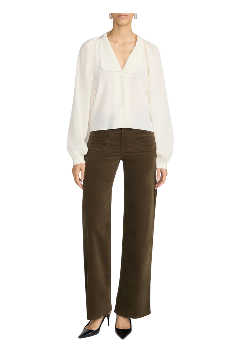 Le Slim Palazzo corduroy pants in military