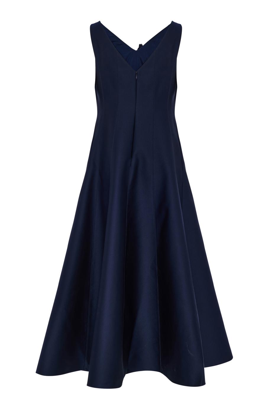 V-neck flower appliqué maxi dress in navy