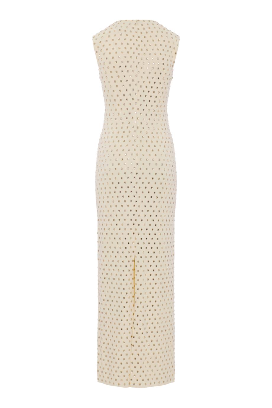Diamante jersey gathered maxi dress in champagne