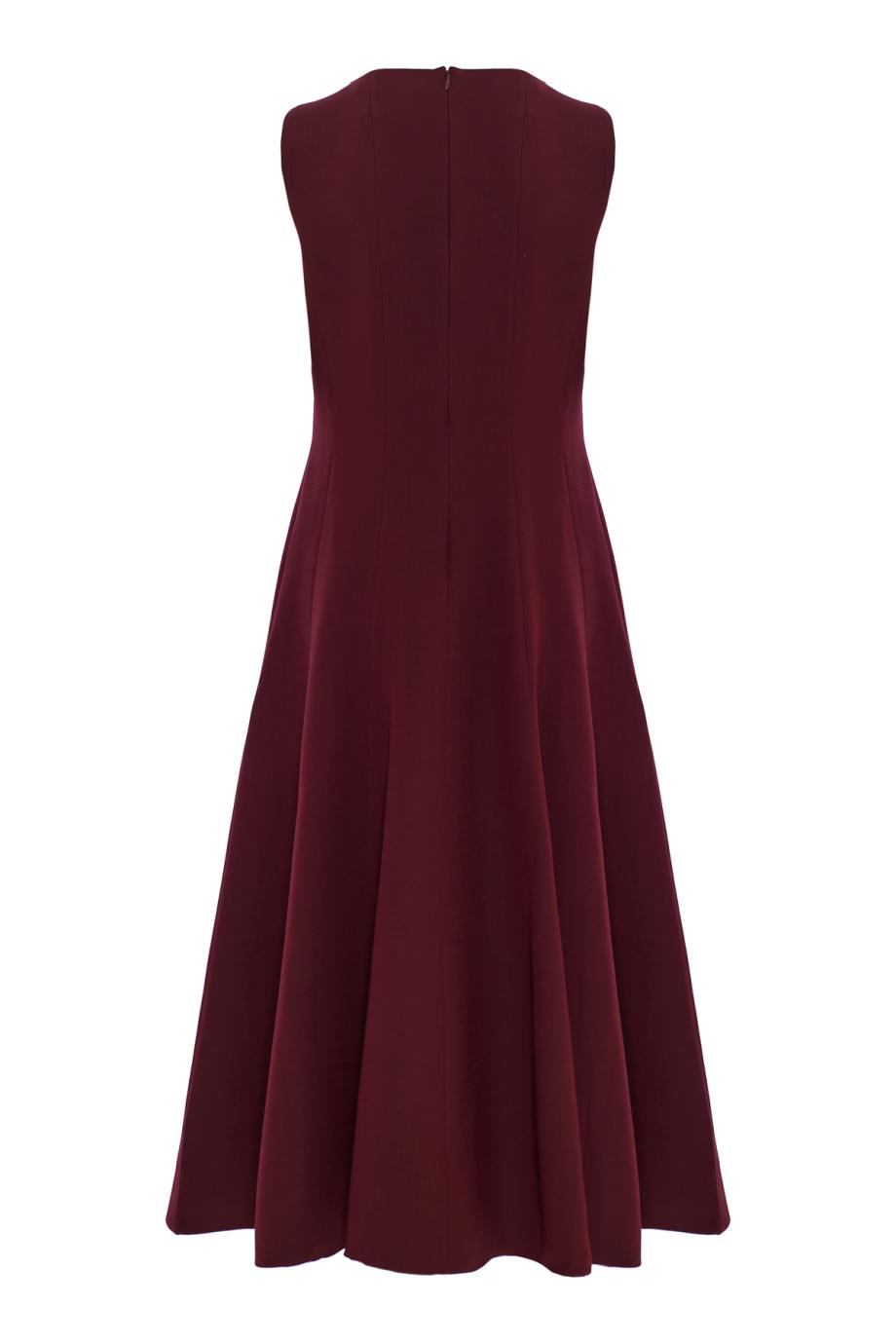 Asymmetrical twist midi dress in burgundy