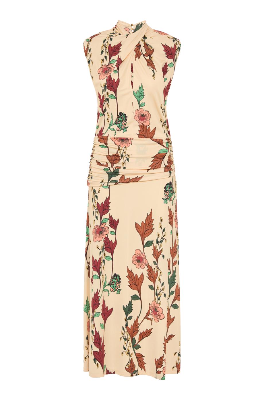 Hibiscus Compass ankle dress in ecru
