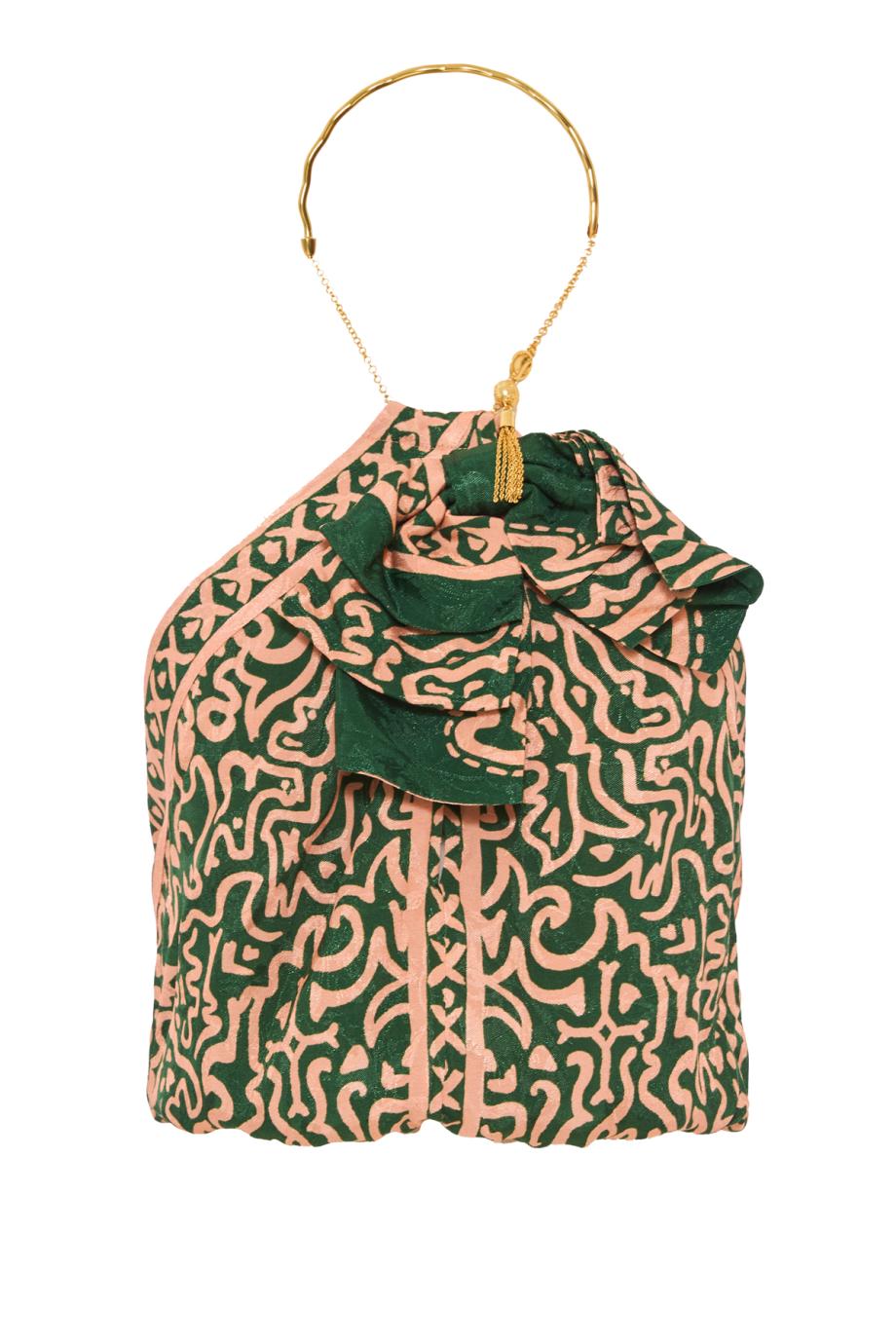 Southern Reverie top in green and salmon