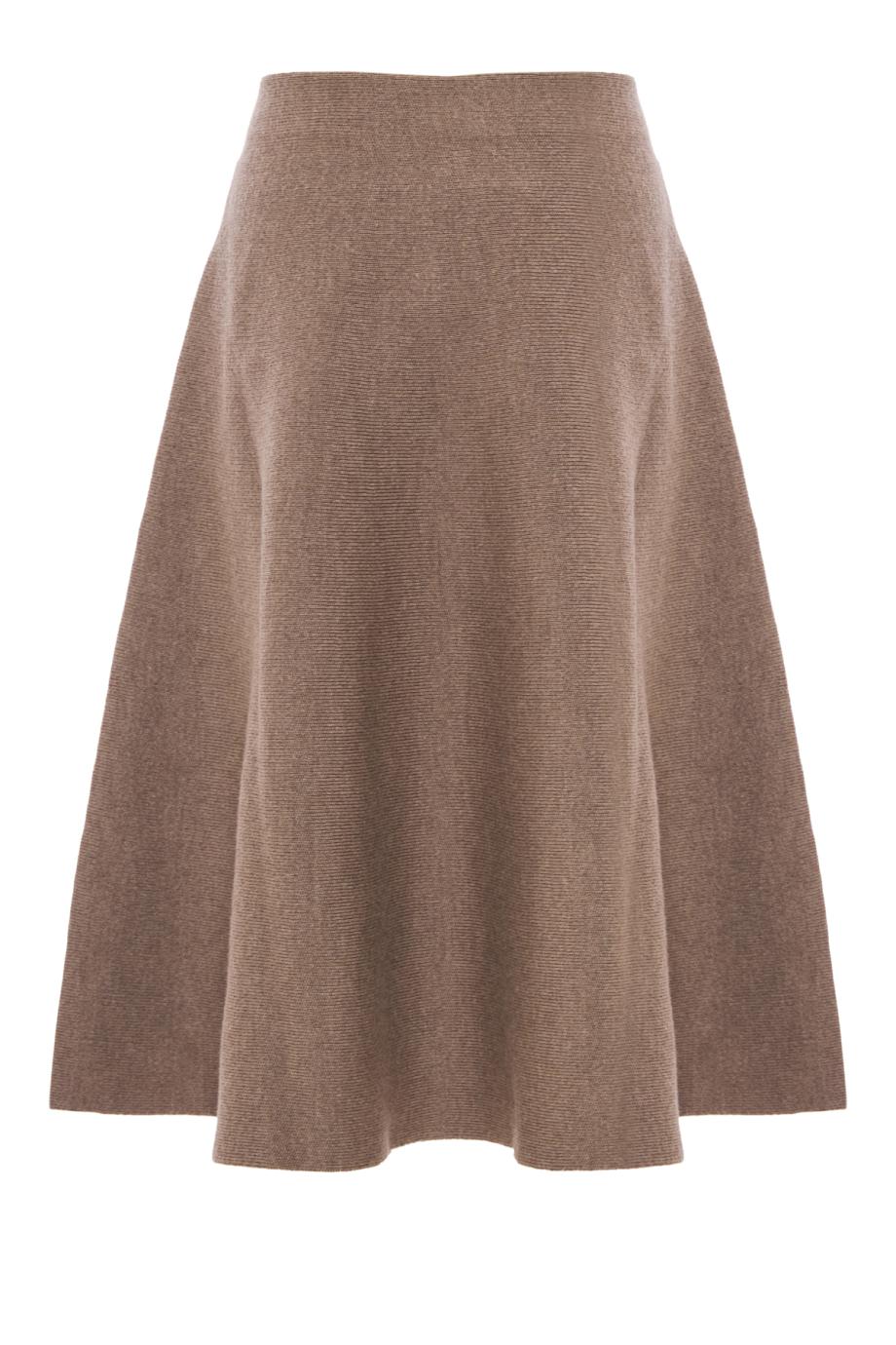 Hibiscus embroidered knit skirt in brown