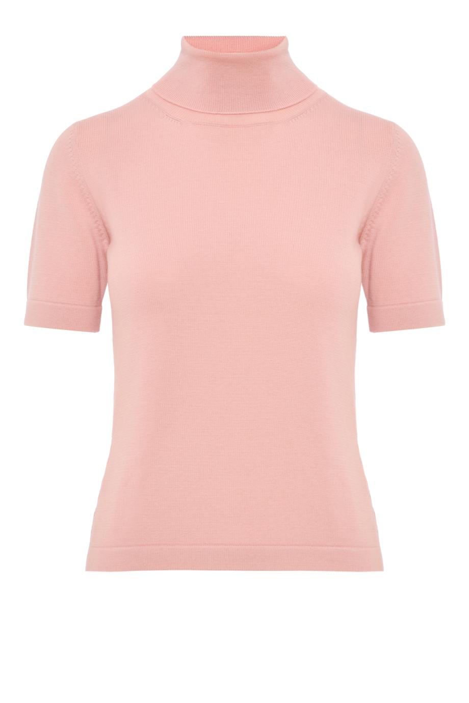 Wool fold-over turtleneck sweater in blush