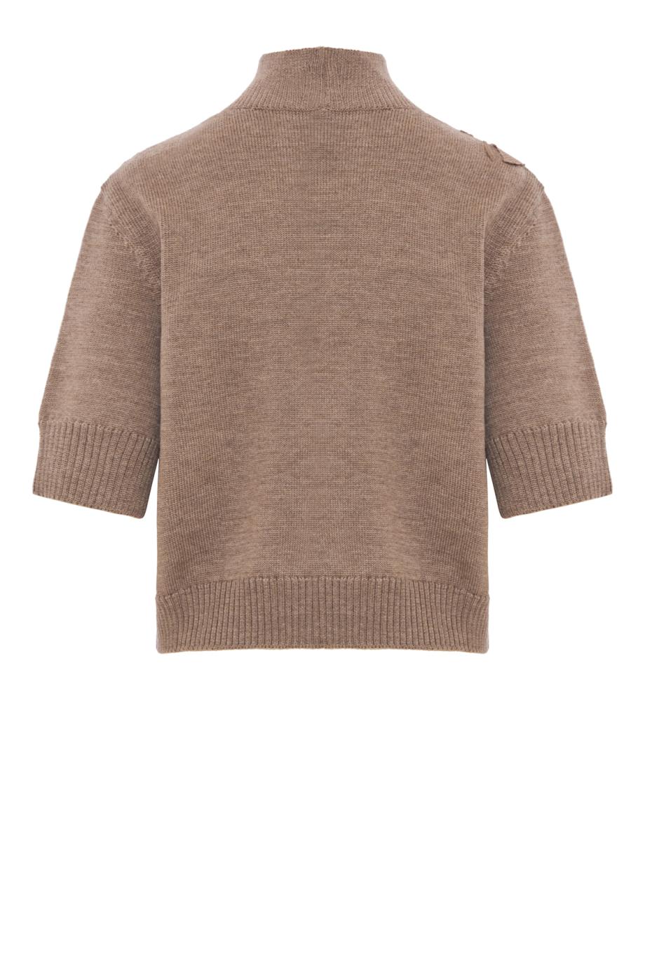 Hibiscus embroidered knit sweater in brown