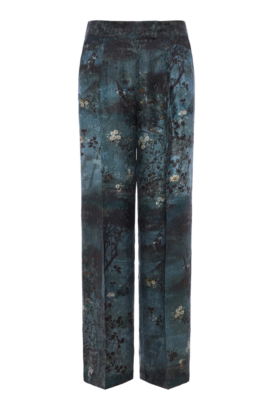 Silk wide-leg pants in teal
