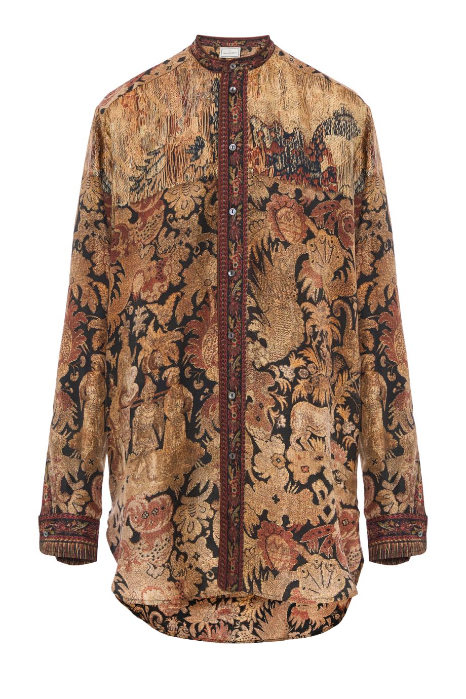 Aloe silk tapestry shirt in brown