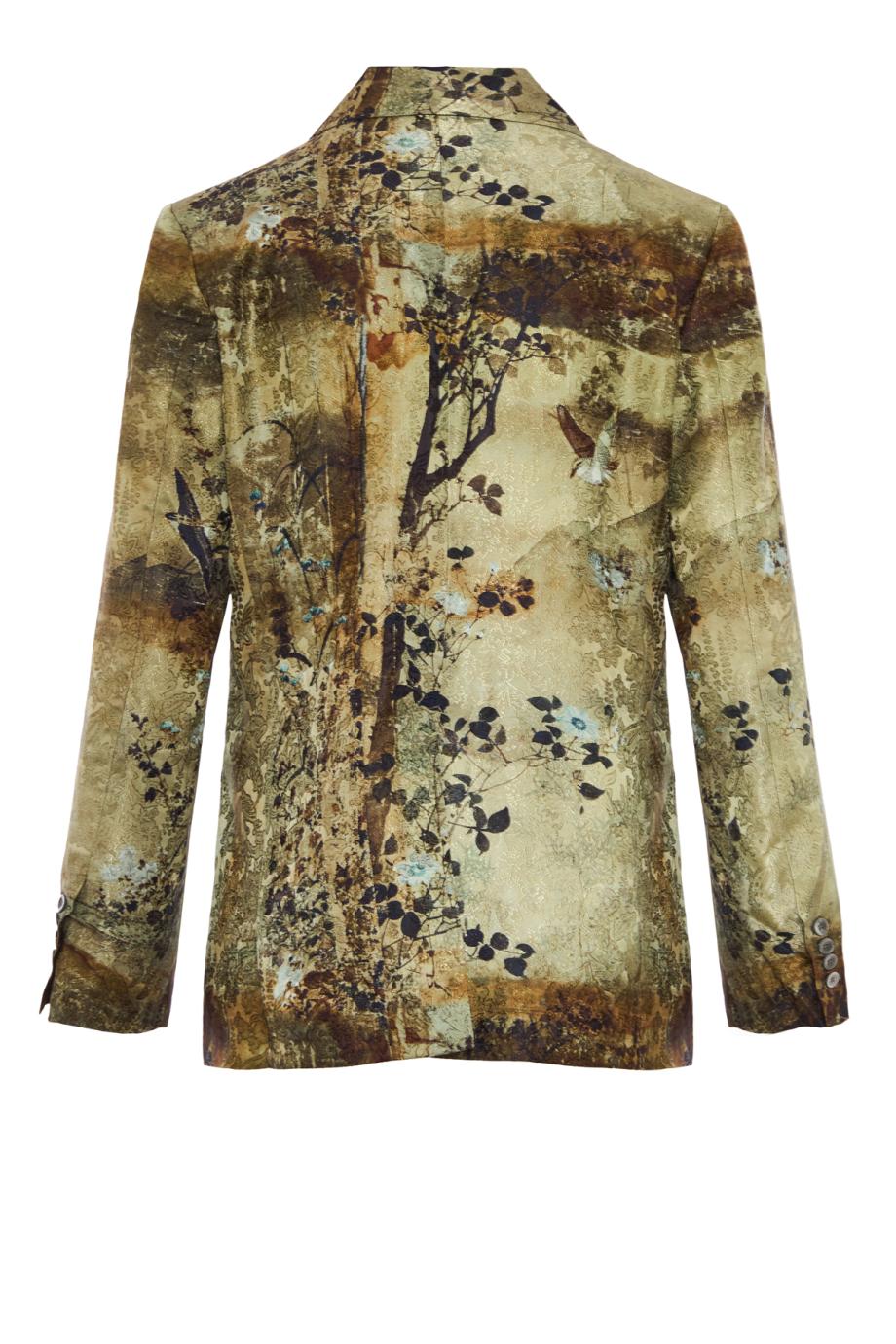 Silk floral jacquard blazer in beige and brown