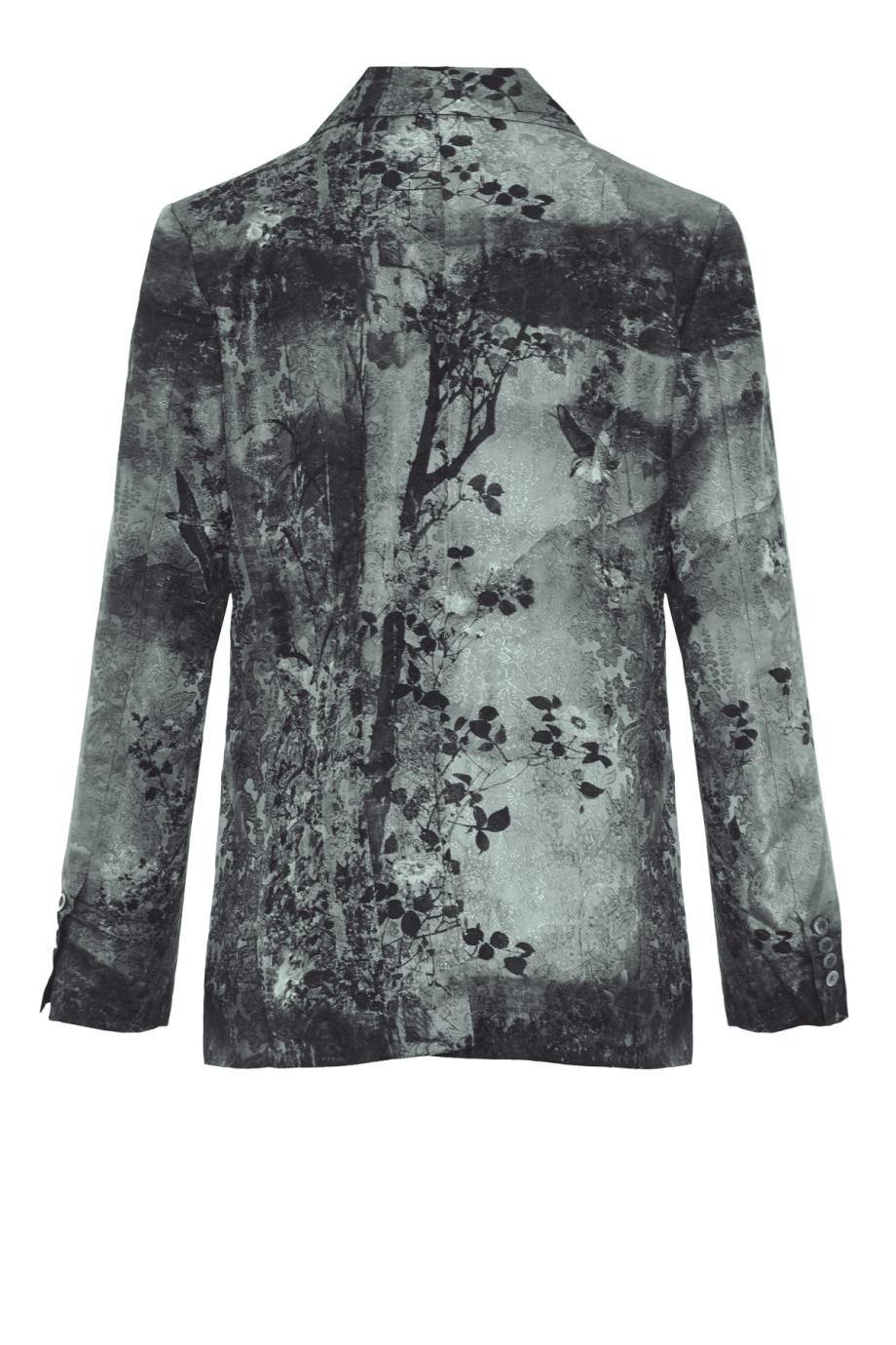 Silk floral jacquard blazer in grey and black